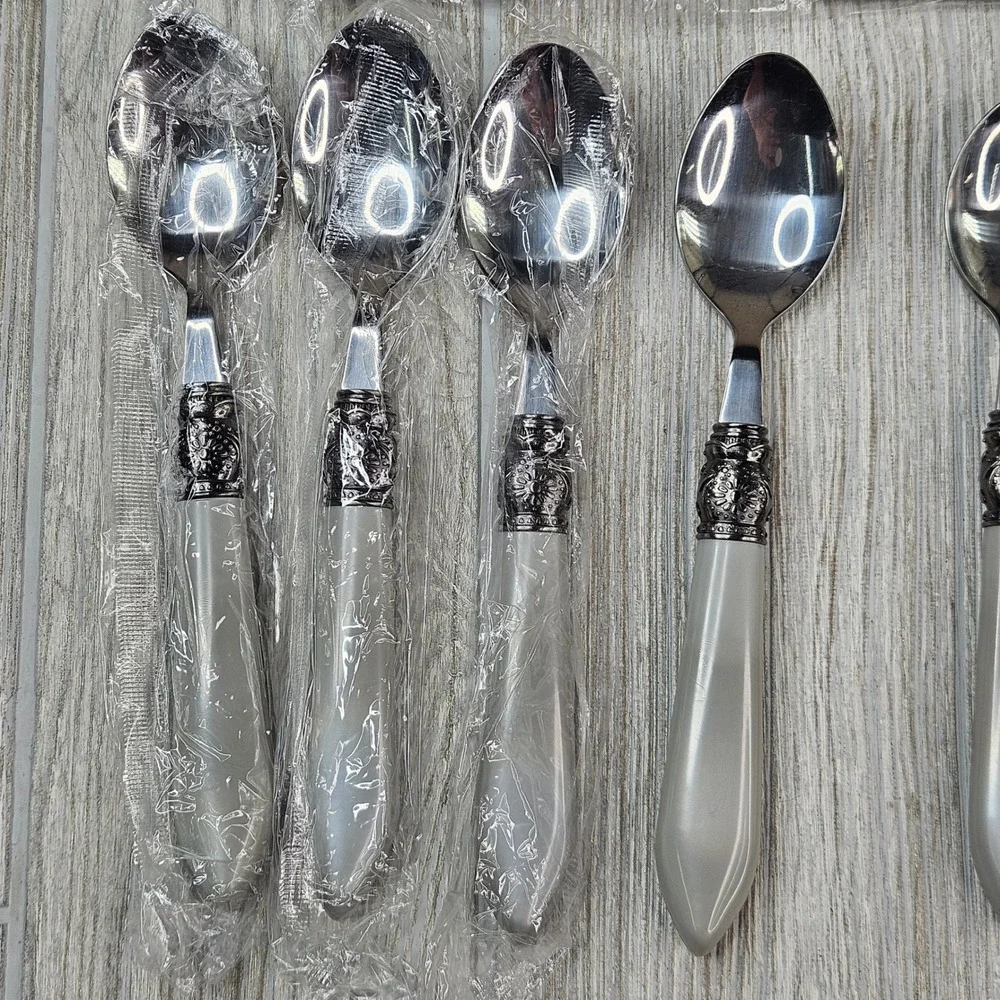 Pioneer Woman Cowgirl Lace 11pc Flatware NEW Linen Gray Stainless Knives Spoons